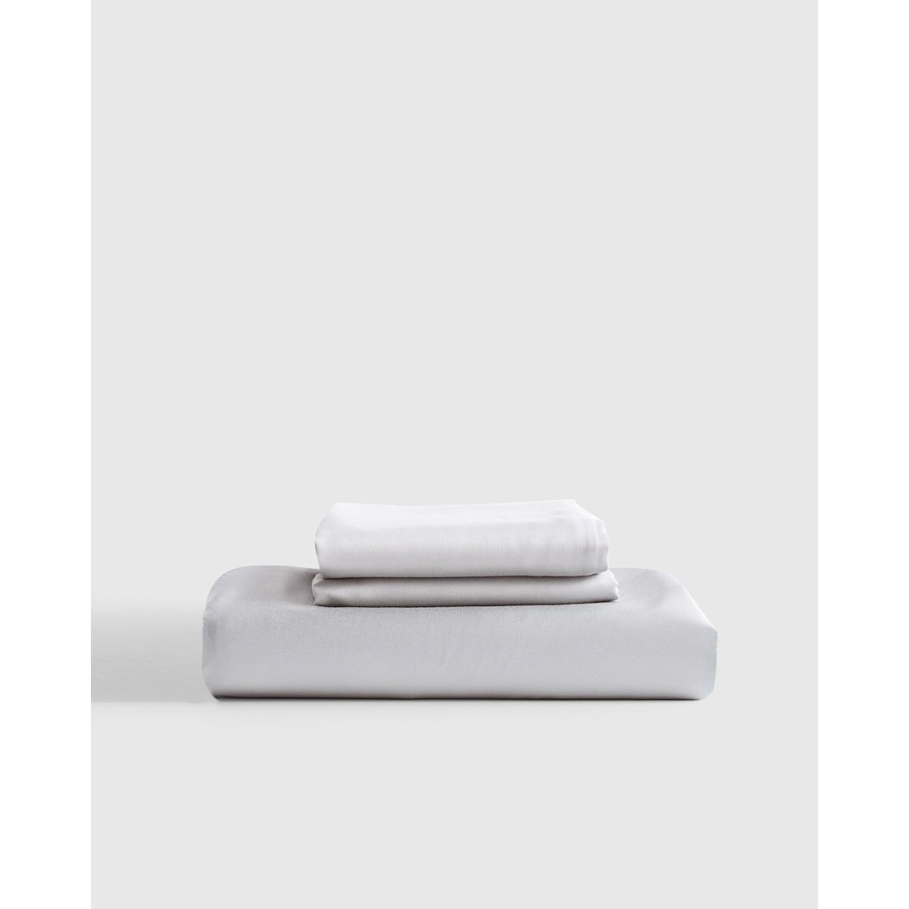 Quince Bamboo Fitted Sheet Set Full Light Grey Viscose Bedding Luxury Soft